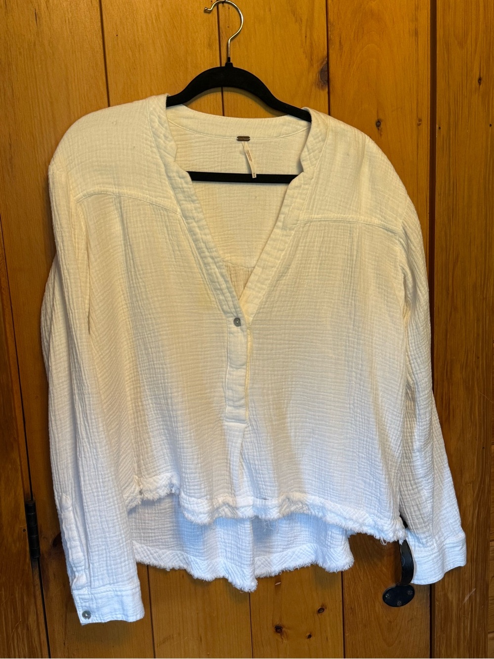 Free People White Gauze Oversized Tunic Blouse Top Size Medium